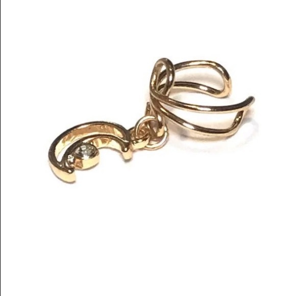 Moon Charm Double Wire Ear Cuff Wrap Earring - Picture 5 of 5